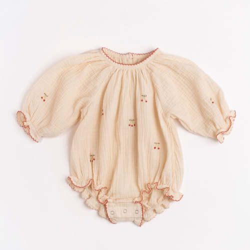 Gauze Romper in Embroidered Cherries – Wild Wawa