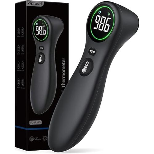 No-Touch Thermometer for Adults and Kids, 1-Second Fast Reading, Color-Coded Fever Alarm, Silent Mode, Object & Room Temperature Function