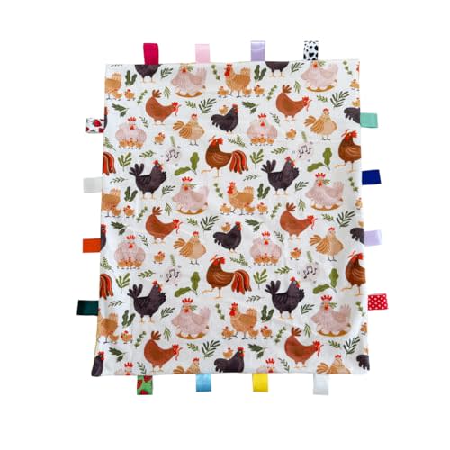Tag Blanket for Babies, Soft Baby Security Blanket with Tags, Cute Baby Sensory Blankets, 55x45CM/21.7x17.7INCHES