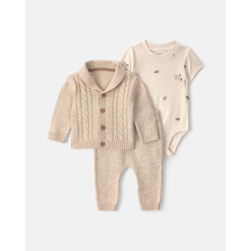 Baby Boy 3-Piece Cotton Sweater Layering Set - Cream | Carter's