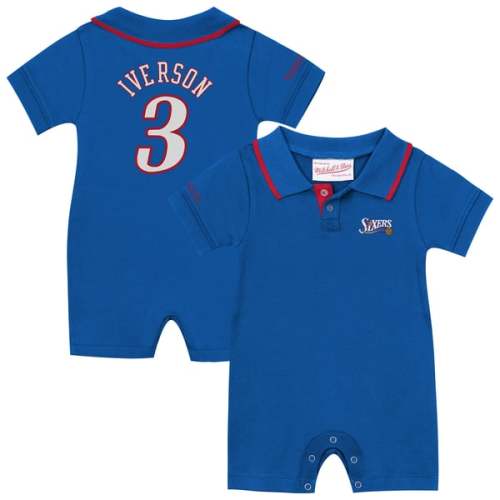 Infant Philadelphia 76ers Allen Iverson Mitchell & Ness Royal Retro Roots Player Rugby Romper