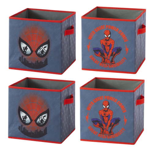 Spiderman Kids' 4-Pack Printed Toy Storage Cubes, 10" x 10"