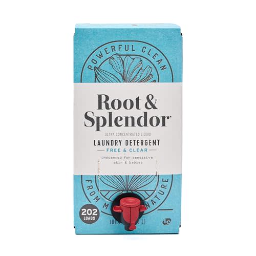 Root & Splendor Ultra Concentrated Non Toxic Laundry Detergent Liquid - EWG Verified - Plant Based & Eco Friendly Enzymatic Laundry Soap, Free & Clear, 3 Liter, 202 Loads