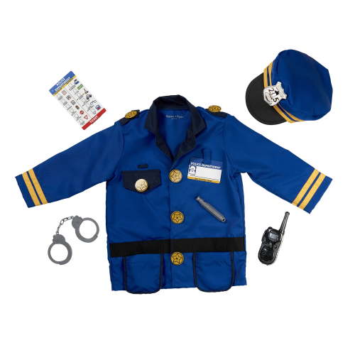 Free Shipping! Melissa & Doug Police Officer Role Play Costume Set Includes Jacket Cap Badge Walkie-Talkie Handcuffs and Ticket