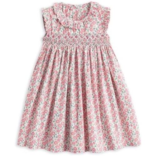 Simplee kids Baby Girl Smocked Dress Summer Casual Short Sleeve Dresses Floral Print Sundress Princess Dress for Toddlers