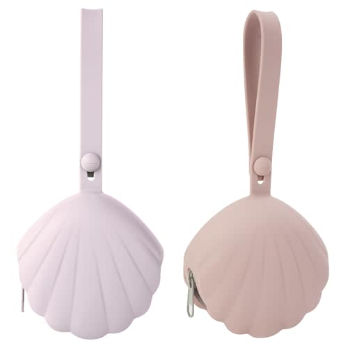 Swelive Silicone Pacifier Holder Case, Portable Leakproof Design Baby Pacifier Storage Case, BPA Free, Easy Clean, 2 Pack (Dusty Lilac+Blush)