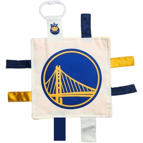 The Learning Lovey Golden State Warriors Baby 8x8” Tag Toy - NBA Basketball - Baby Sensory Crinkle Toys - Soft & Safe - Ideal Baby Stroller Toy - BPA Free w/Stroller Clip (8" x 8" Tag Toy)