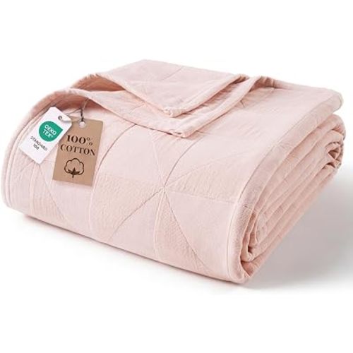 Exclusivo Mezcla 4-Layer 100% Cotton Muslin Throw Blanket, Pink