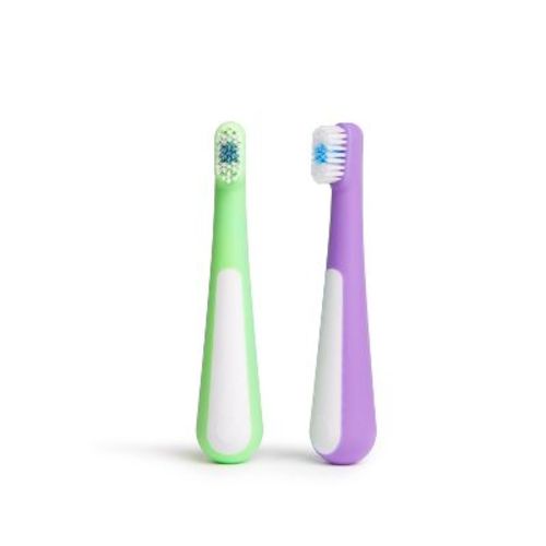 Ubbi Toddler Manual Training Toothbrush - 2ct - Zest Green & Smoothie Purple: BPA-Free, Silicone, Soft Bristles