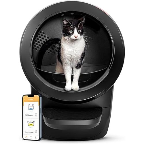 Litter-Robot 4 with Step & Fence by Whisker, Black - Automatic, Self-Cleaning Cat Litter Box, Helps Reduce Litter Box Odors, Never Scoop Again, Includes 1 Year of WhiskerCare