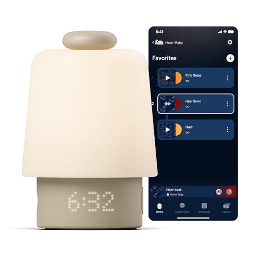 Hatch Baby Sound Machine, Night Light | Hatch Baby Model | Sleep Support | Registry Essential, Routine Builder, Time-to-Rise Alarm Clock, White Noise, Nursery Stories, Toddler Kids (Wi-Fi), Greige