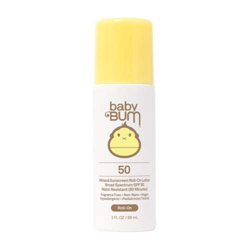 Sun Bum Baby Bum Gentle Mineral-Active Sunscreen Roll-On Lotion, SPF 50, Fragrance Free, 3 fl oz