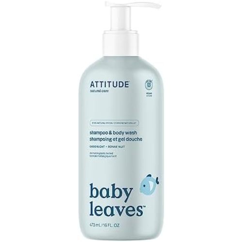ATTITUDE Baby Shampoo, Body Wash & Soap 2-in-1, Good Night, 16 Fl Oz