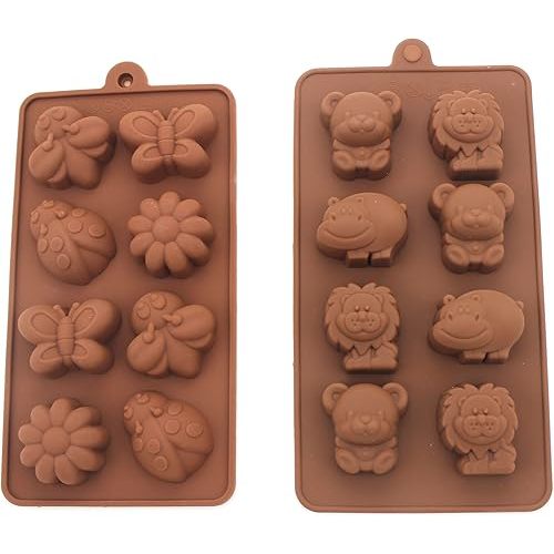 Non-stick Candy Jelly Molds, Chocolate Molds, Soap Molds, Silicone Baking Molds - Forest Cute Theme Happy Bear, Lion, Hippo - More Fun, Toy Kids Set, Set of 2 (Animal)