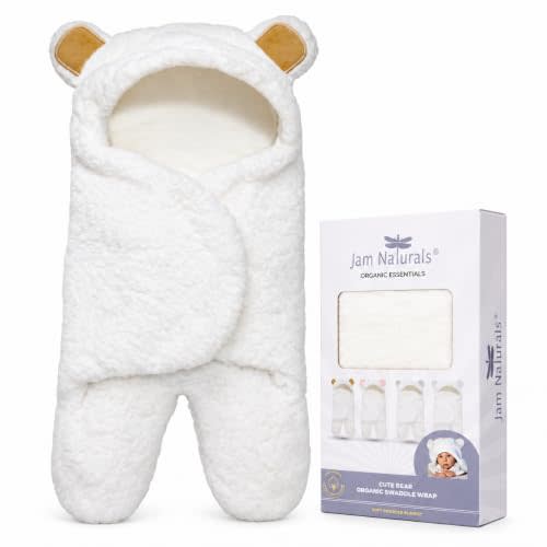 Cute Bear Organic Newborn Swaddle Wrap-Gender Neutral Soft Baby Blanket, Newborn Baby Registry Gift (Golden Brown, 0-3m)