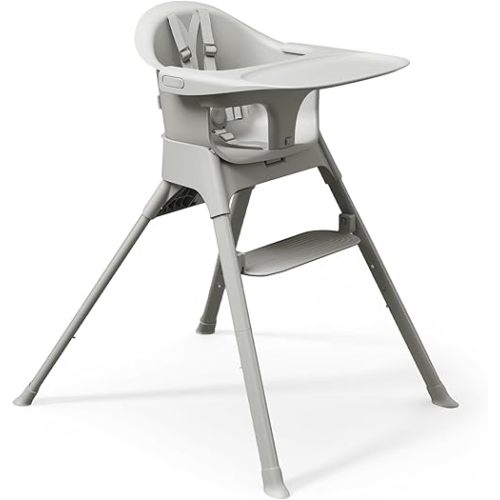 Mompush Olli 7-in-1 Convertible High Chair for Babies and Toddlers – Adjustable Height & Footrest, Dishwasher-Safe Tray, Compact Foldable Design for Easy Storage & Travel, Lightweight Yet Durable