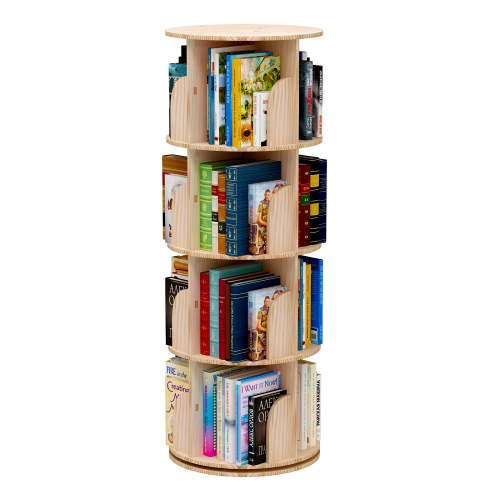 TOYTEXX 4-Tier Rotating Bookshelf, 360° Solid Wood Stackable Organizer for Home & Office - Beige, Age 3+ - Walmart.ca