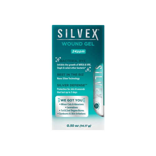 Silvex Wound Gel 0.5oz by Be Smart Get Prepared. Antimicrobial, for Burns, Sunburns, Skin Irritations, and Abrasions