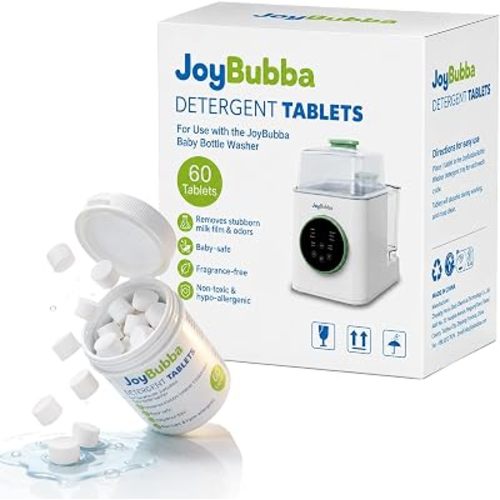 Bottle Washer Tablets, 60 Count Cleaning Detergent – Baby-Safe & TUV Certified – Removes Milk Film, Non-Toxic, Fragrance-Free – for Bottles, Pump Parts, Sippy Cups, Pacifiers & More