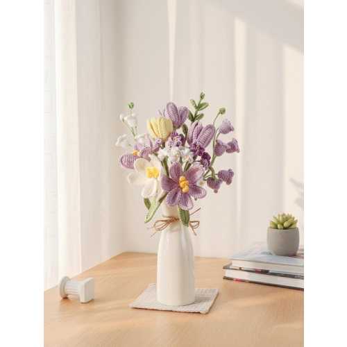 Crochet Flowers Bouquet in Vase: Everlasting Birthday Gift for Family and Holiday