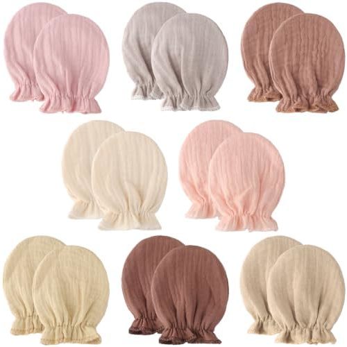 BQUBO Muslin Baby Mittens for Newborn Cotton No Scratch Breathable Gloves