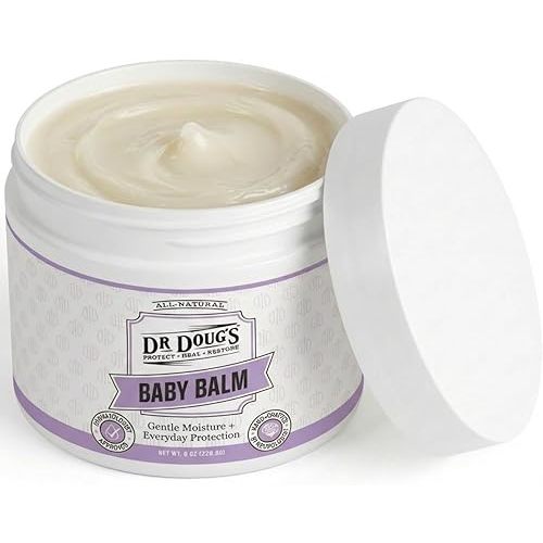 Dr. Doug's Baby Balm (Large Jar, 8 oz) - Gentle Organic Moisturizing Skin Care for Baby's Sensitive Skin with Natural Zinc Oxide for Sun Protection