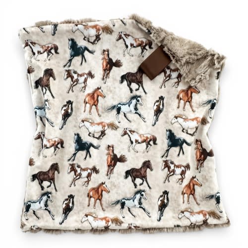 Horse Baby Blanket: Handmade Minky and Faux Fur Baby Lovey Blanket