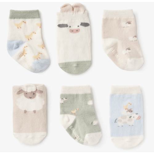 On the Farm Non Slip Baby Socks 6pk