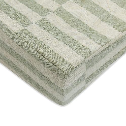 Babyletto 100% Quilted Organic Cotton Changing Pad Cover, GOTS-Certified, Fitted 360°, Ultra-Soft and Breathable Muslin - Moss Green Offset Stripe