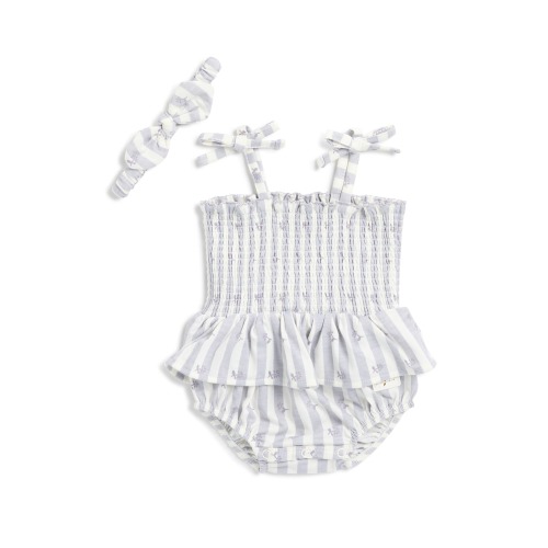 7 For All Mankind Smocked Bubble Bodysuit & Headband Set (Women) | Nordstromrack