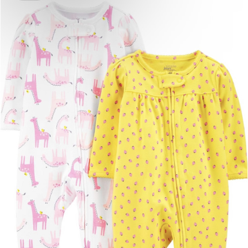 Simple Joys by Carter's Baby Girls' Cotton Footed Sleep and Play, Pack of 2