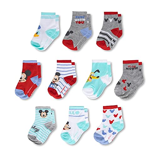 ABG Accessories Baby Girls & Boys Minnie Mouse, Mickey Mouse, Baby Shark, Justice League 10-pack Infant Sock 0-24 Months