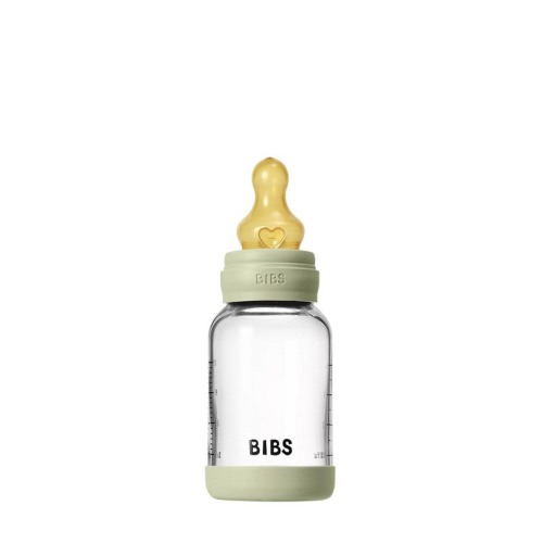 BIBS Baby Glass Bottle Set 4oz Latex, Slow Flow - Sage