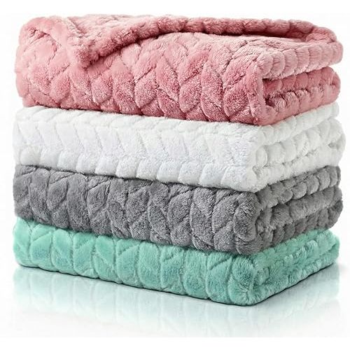 Frienda 4 Pcs Baby Fuzzy Blanket Fluffy Baby Blanket for Boys Girls Soft Warm Infant Newborn Toddler Receiving Nursery Bed Supplies, 32 x 24 Inch(Cute Color)