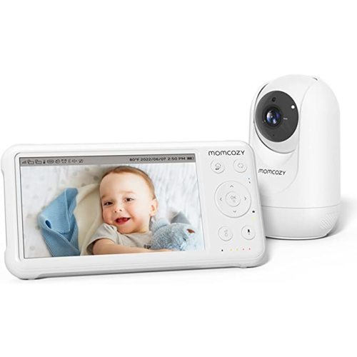 Momcozy Video Baby Monitor, 1080P 5" HD Baby Monitor with Camera & Wall Mount, Infrared Night Vision, 5000mAh Battery, 2-Way Audio, Temperature Sensor, Lullabies, 960ft Range, Ideal for New Moms, BM01 - BM01 with 1 camera