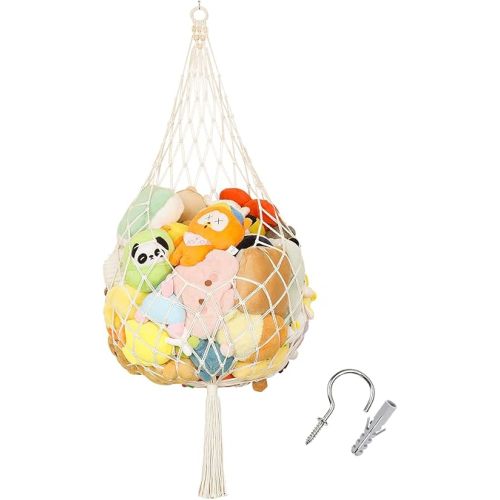 Stuffed Animal Storage Hammock Corner Plushie Net Large Stuffed Animal Hammock for Kids' Wall Room Decor Hanging Toy Storage Plushie Net Organizer Holder Kids Baby Nursery Wall Bedroom Home Decor