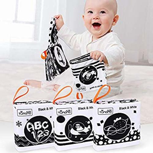 TUMAMA Baby Toys 0 3 6 to 12 Months,Soft Cloth Books for Babies, My First Soft Books Early Education Toys with Fruit, Numbers, Animals, Shape, Letters,3 Pack