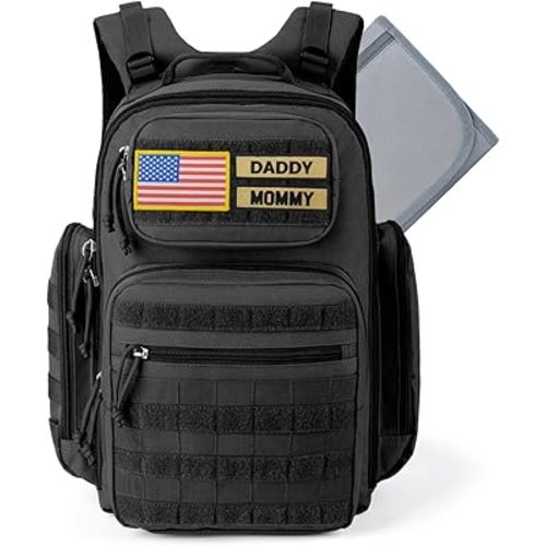 MIRACOL Outdoor Military Diaper Bag: Tactical Style Baby Backpack with Insulated Pockets & Changing Pad - Hiking Camping Essentials for Active Dads