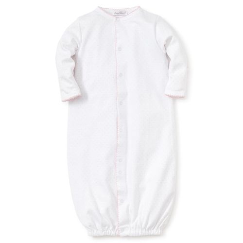 kissy kissy Baby Girls New Kissy Dots Print Convertible Nightgown, White/Pink, Newborn