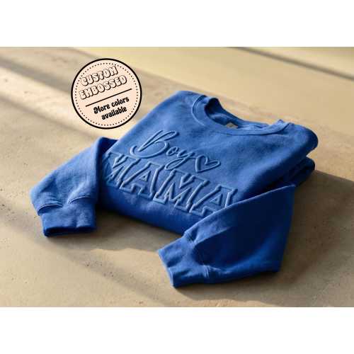 Personalized Puff Letter Boy Mama Sweatshirt with kids name on sleeve, Mama of Boys Crewneck, Baby Announcement, New Mom gift, Birthday Gift