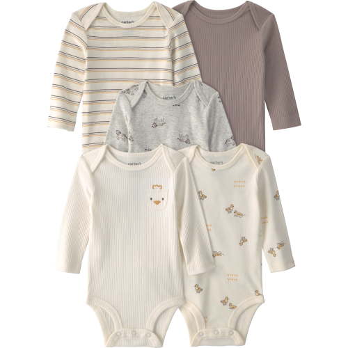 Carter's Child of Mine Baby Bodysuits, Five-Pack, Sizes Preemie-18 Months