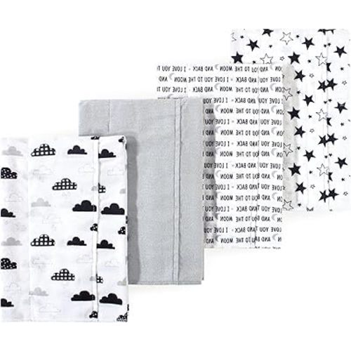 Luvable Friends Hudson Baby Flannel Burp Cloths 4pk, Black Moon