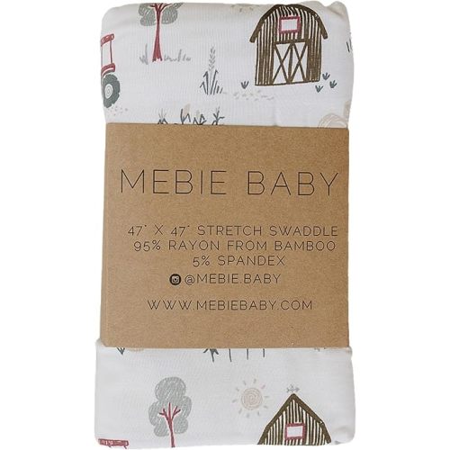 Mebie Baby Farmhouse Stretch Swaddle, Modern and Neutral Swaddle Blanket for Baby Girl or Boy, Soft Baby Blankets, Newborn Swaddle Blanket, 0-3 Month, Comfy Wrap, Baby Essentials & Gifts (47" x 47")