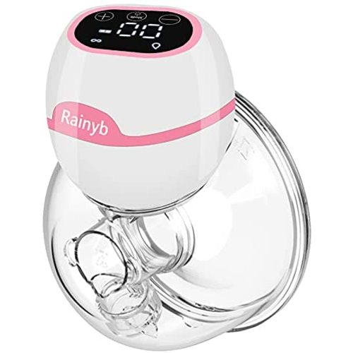 Rainyb Hands Free Breast Pump Electric Portable Breast Pump Quiet Strong Suction Power 3 Modes & 9 Levels Touch Panel High Definition Display, Come with 19mm /21mm /24mm Flanges
