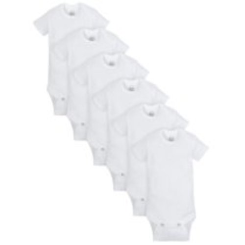 Wonder Nation Short Sleeve White Bodysuits, 6pk (Baby Boys or Baby Girls, Unisex)