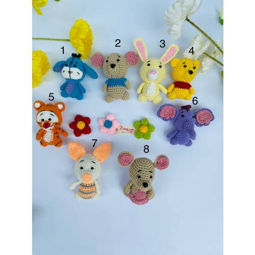 Winnie the Pooh and Friends handmade character set, Pooh|Piglet|Tigger|Eeyore|Rabbit|Roo|Lumpy|Kanga|small gift, gift