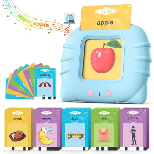 Airbition Talking Flash Cards for Toddlers 1 2 3 4 Year Olds, Montessori Language Learning with 224 Words, Pocket Speech Therapy Tools, and Speech Development Educational Playthings for Children