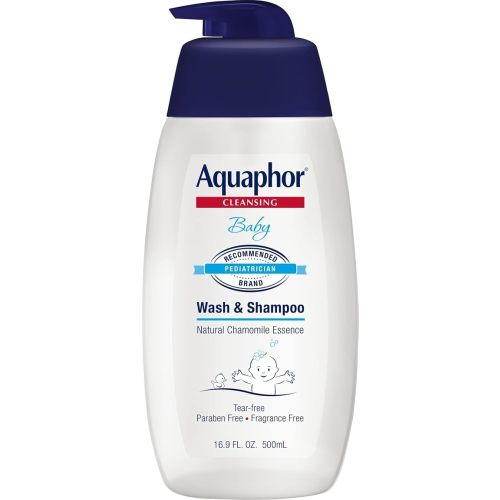 Aquaphor Baby Wash and Shampoo - Mild, Tear-free 2-in-1 Solution for Baby’s Sensitive Skin - 16.9 fl. oz. Pump