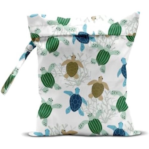 Turtle Coastal Wet Bag for Swimsuit Travel Beach Baby Cloth Diapers