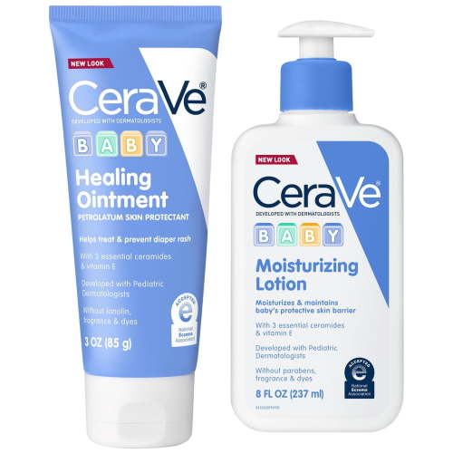 CeraVe Baby Skincare Bundle: Healing Ointment 3 oz + Moisturizing Lotion 8 oz, 2-Piece